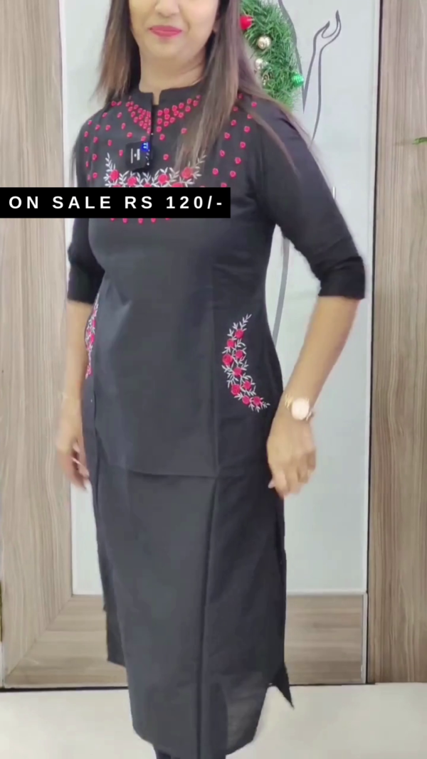 Embroidered Cotton Kurti For Women - Image 2