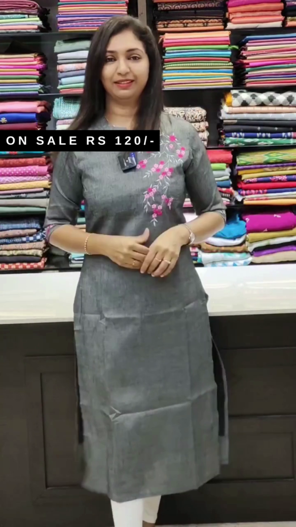 Embroidered Cotton Kurti For Women - Image 4
