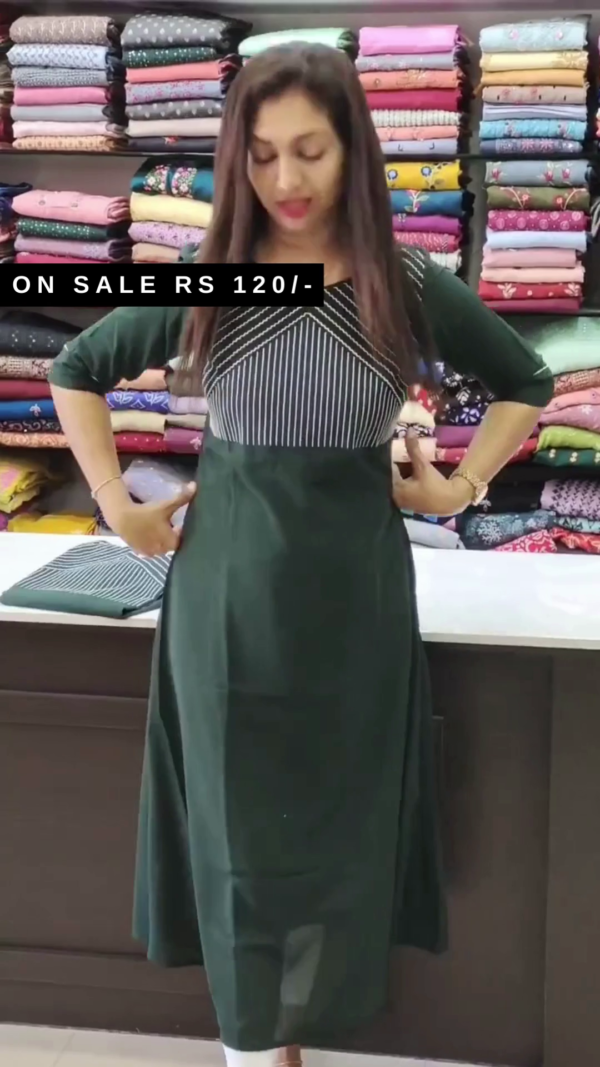 Women Yarn-Dyed Square Neck Cotton Blend Regular Kurta - Image 3