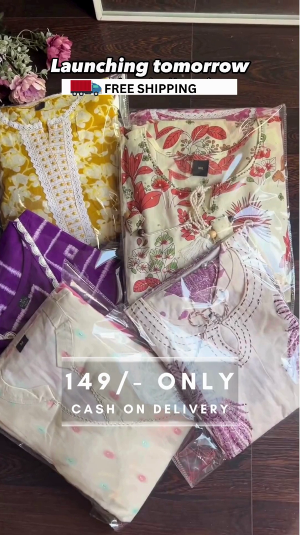 Women Cotton Blend Kurta Pant Set - Image 7