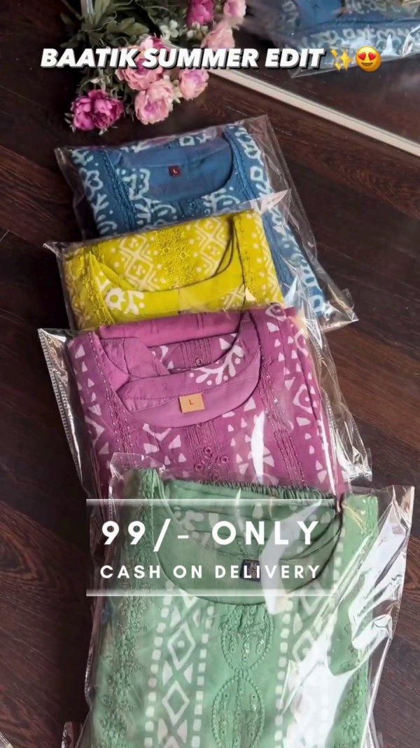 Women's Cotton Printed Straight Kurti Palazzo Pants Set - Image 6