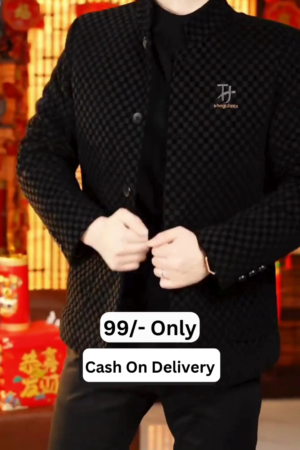 Men's Slim Fit Wool Blazer: Smart Casual Solid Color Suit Jacket - Formal Stand Collar Coat