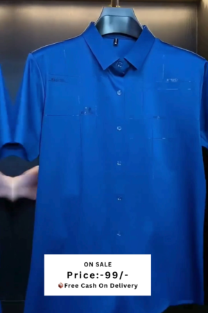 Men Blue Regular Fit Solid Half Sleeves Formal Shirt