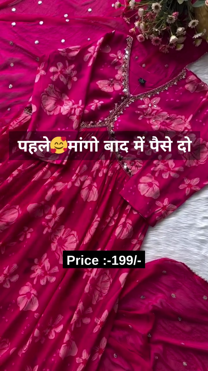 Organza Hand Work Unstitched Suit with 9gm shantoon bottom - Image 3