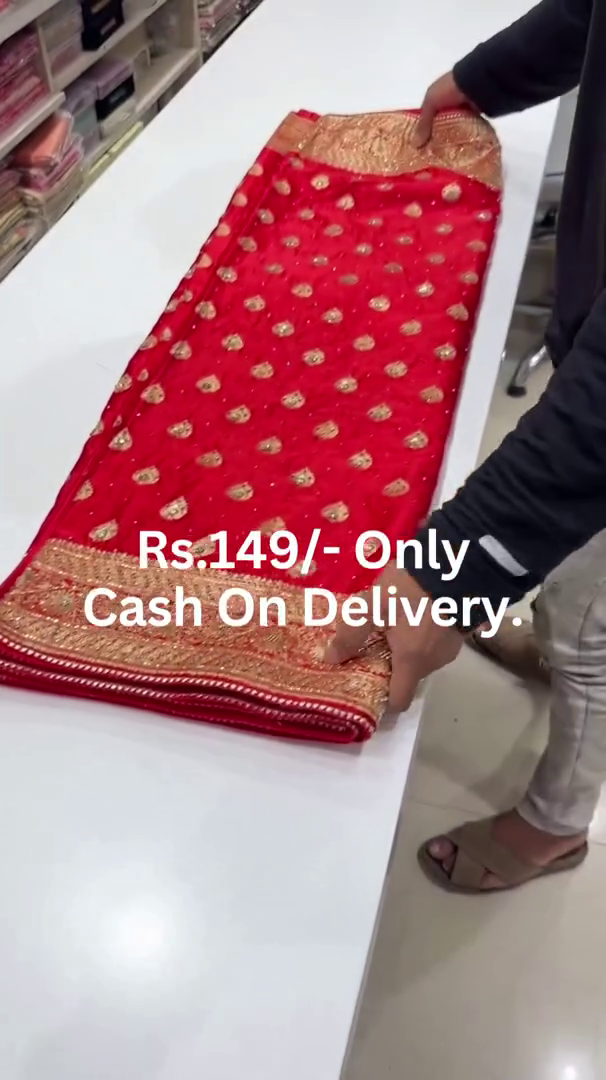 Embroidered Bollywood Art Silk Saree (Red)