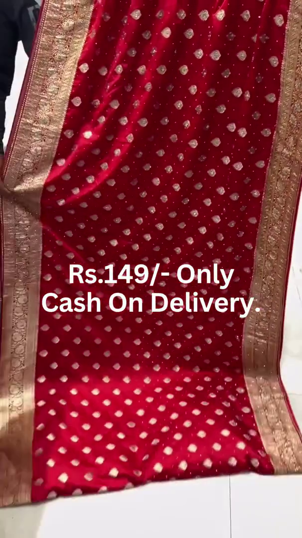 Embroidered Bollywood Art Silk Saree (Red) - Image 4