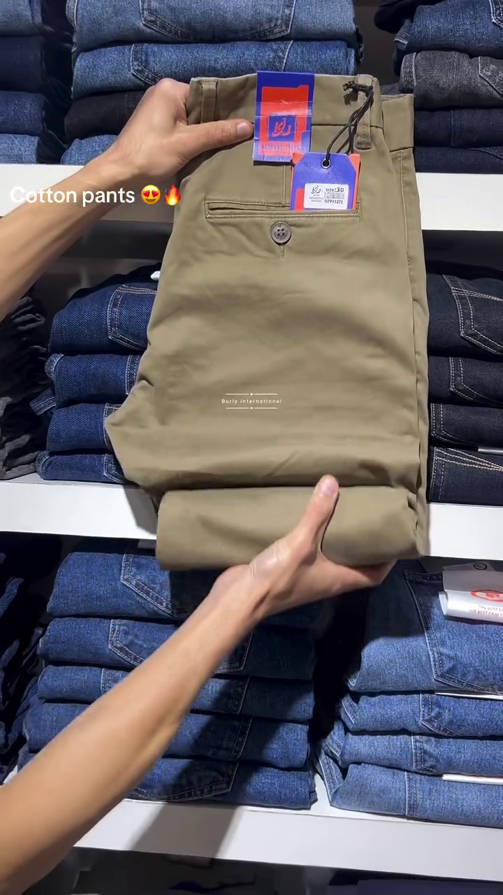 Men Solid Slim Fit Cotton Trousers - Image 10