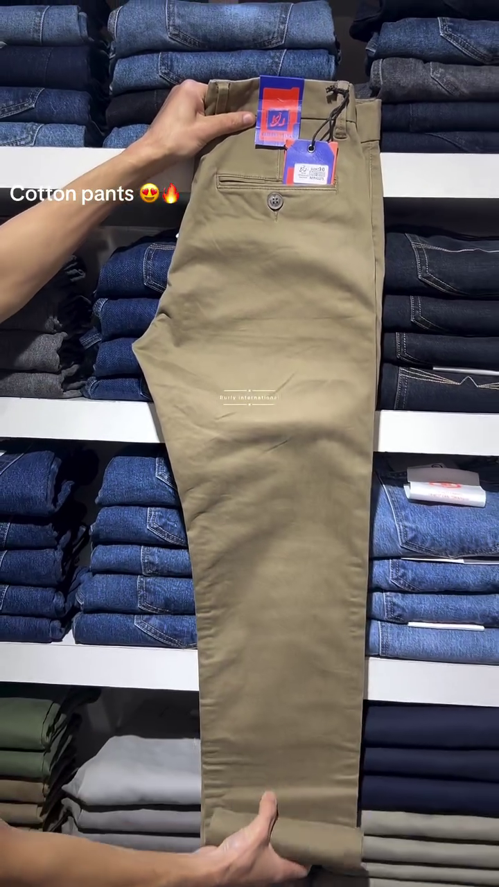Men Solid Slim Fit Cotton Trousers - Image 9
